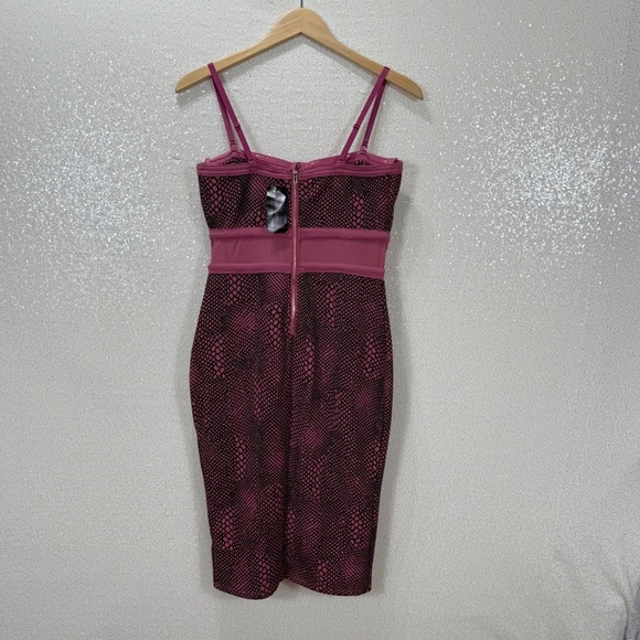 Material Girl Pink Black Snakeskin Print Bodycon Dress Women’s Size Large - Picture 13 of 14